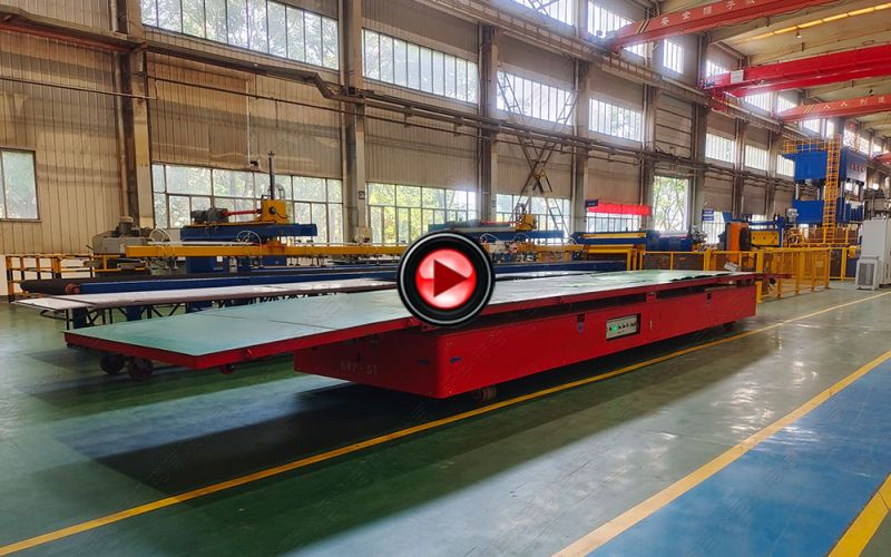 南京用戶5噸舵輪無(wú)軌平板車(chē)案例